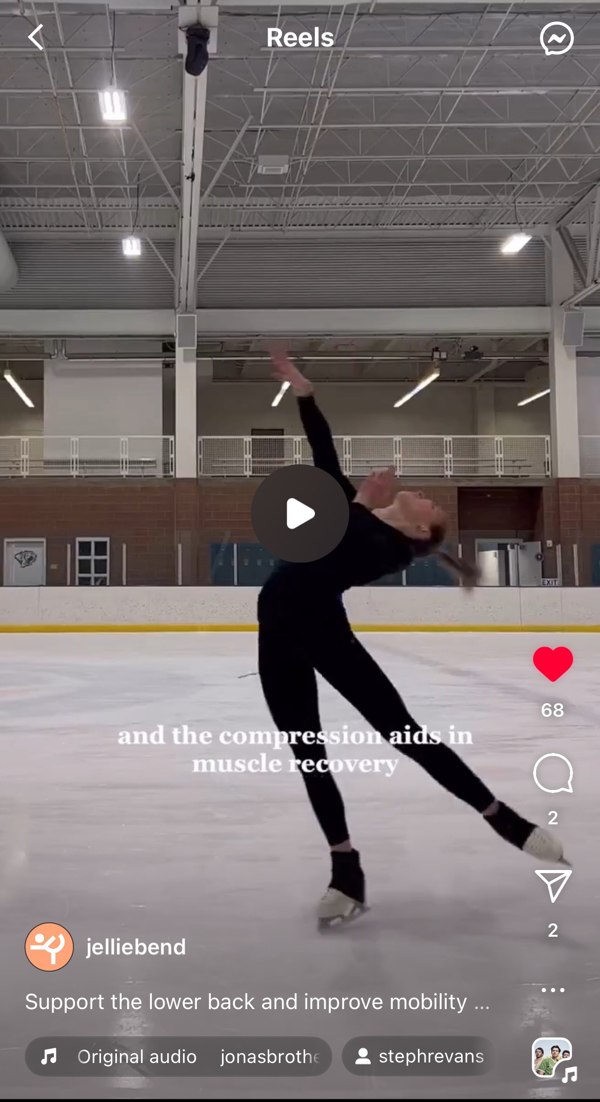 Steph figure skating in an Instagram reel